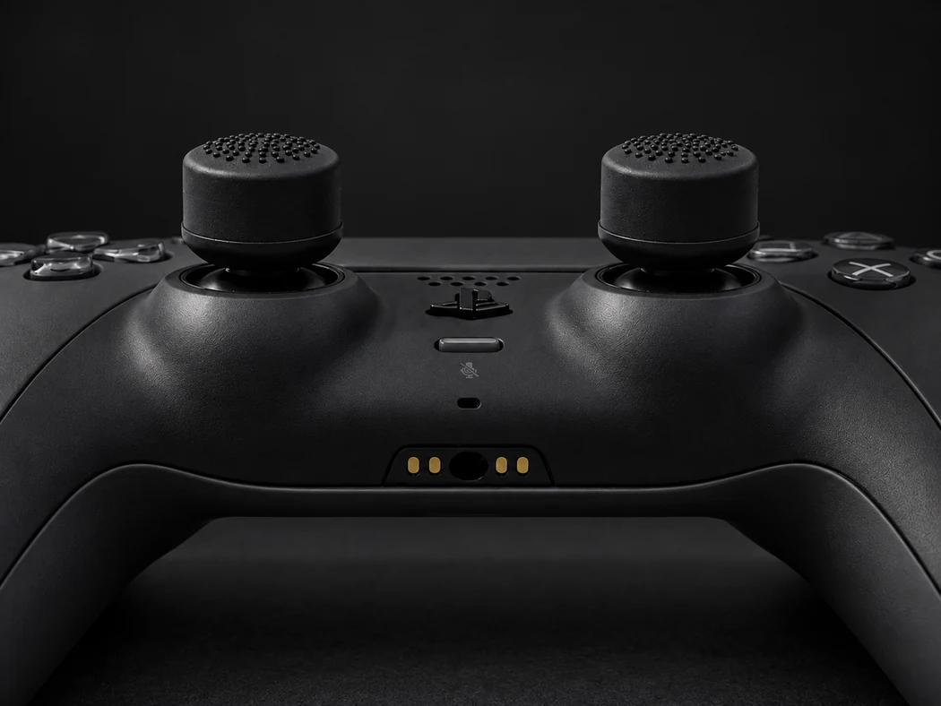 Elevadores de silicona +Control sobre los joysticks de un DualSense negro