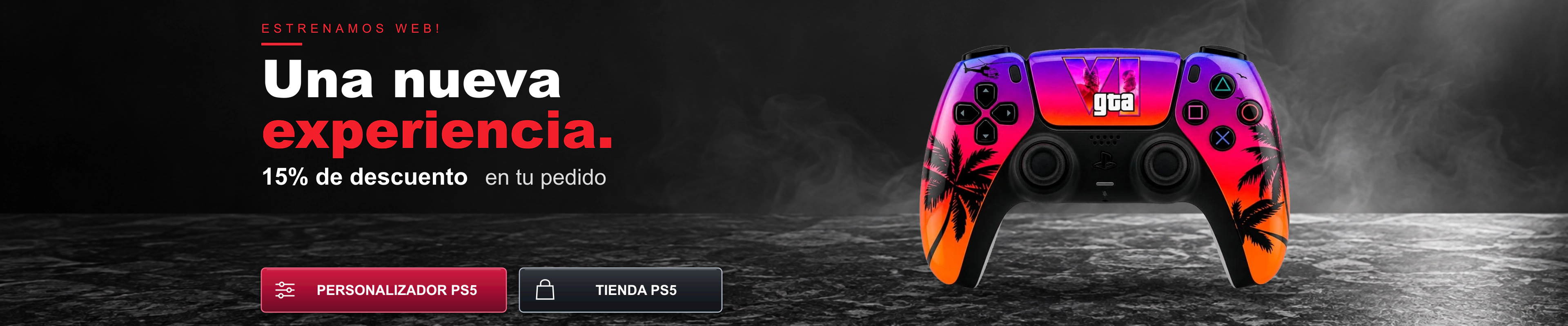 Estrenamos Web! Una nueva experiencia. 15% de descuento en tu pedido. Mando PS5 GTA VI.